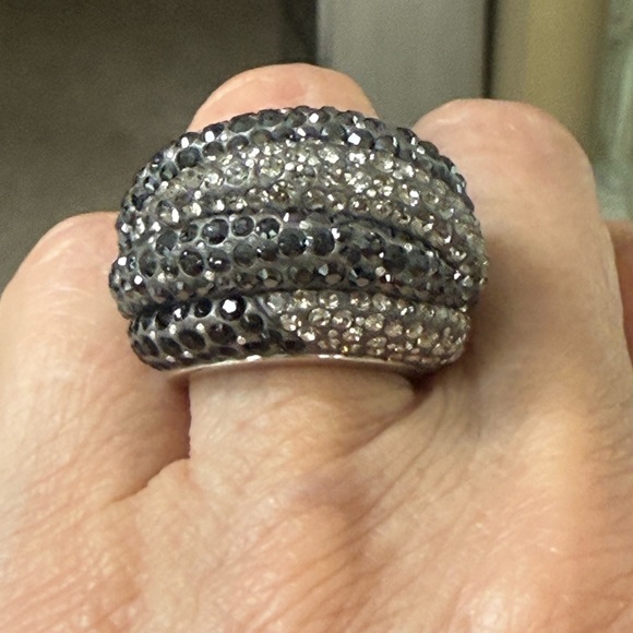 SwarovskiElegant Silver and Black Crystal Ring